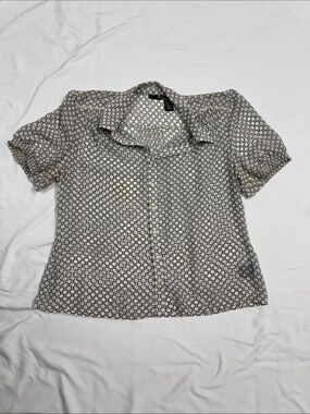 East 5th Cream and Black Dot-Pattern Button Down Shirt